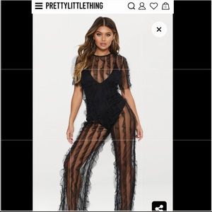 BRAND NEW! Black Frill Coverup Jumpsuit